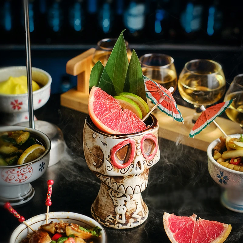 Wine Beer Mixed Drinks - Halloween-Totenkopf-Keramikbecher - USA Kreatives Bar-TIKI-Totenkopf-Cocktailglas Lustiger