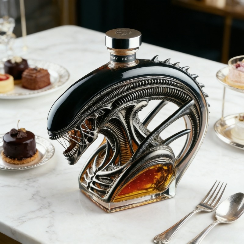 Wine Beer And Spirits - Alien Xenomorph-förmiger Whisky-Dekanter, Sci-Fi-Themen-Glasflasche für Bar-Dekoration