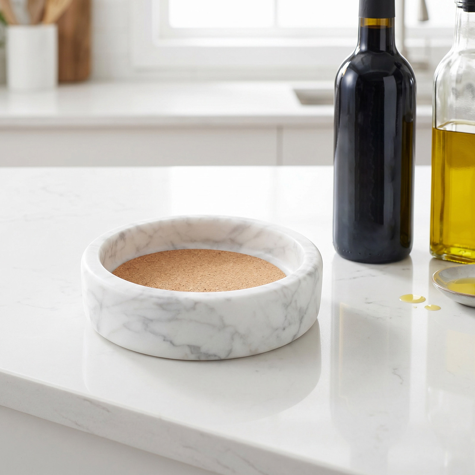 Wine Beer Drink - Weinflaschen-Untersetzer mit Marmormuster, Elegante Rutschfeste Getränkeflaschen-Unterlage,