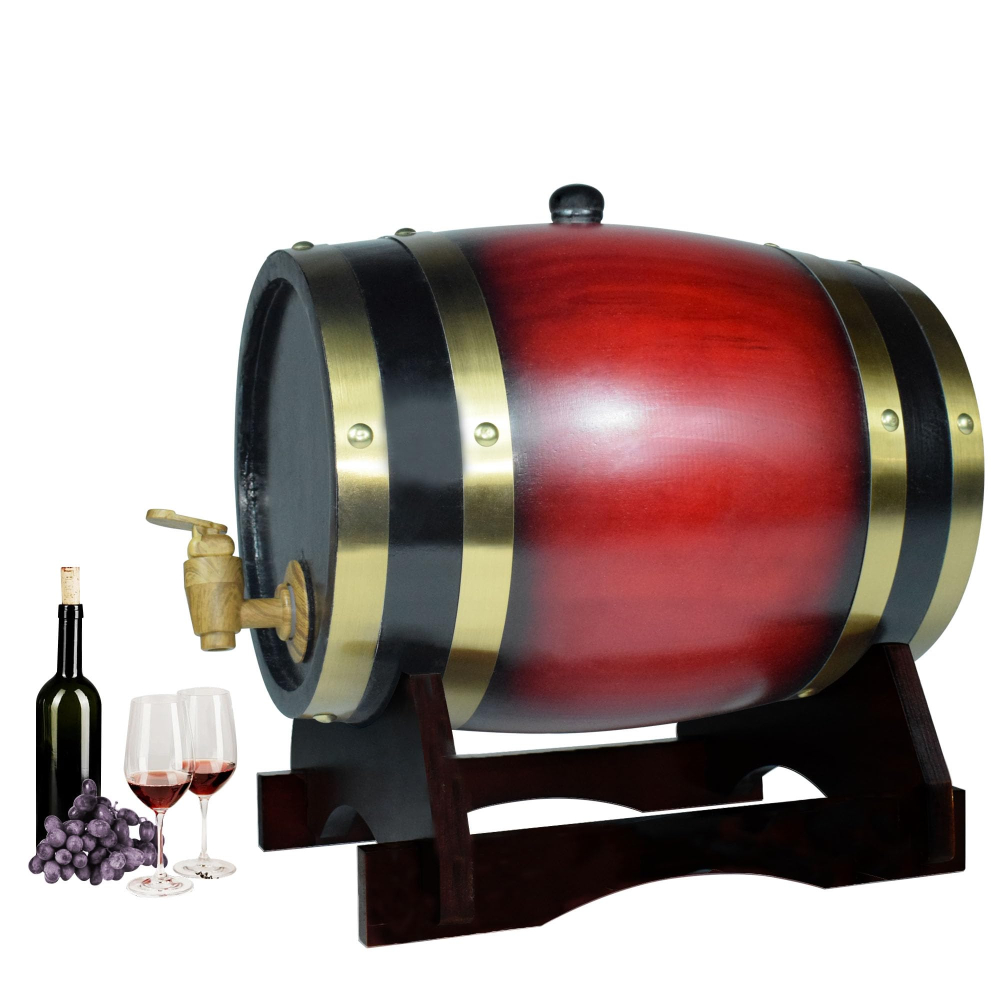 Wine Beer And Spirit - Whiskey-Fass-Dekanter aus Eichenholz für Wein, Spirituosen,