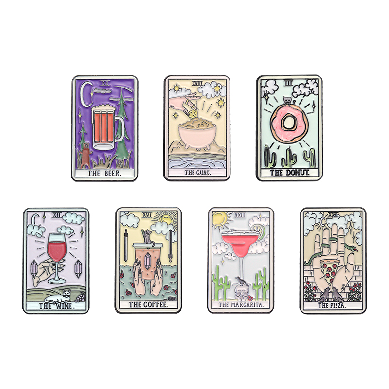 Wine Beer Pizza - Essen Tarot Emaille Pins Kaffee Bier