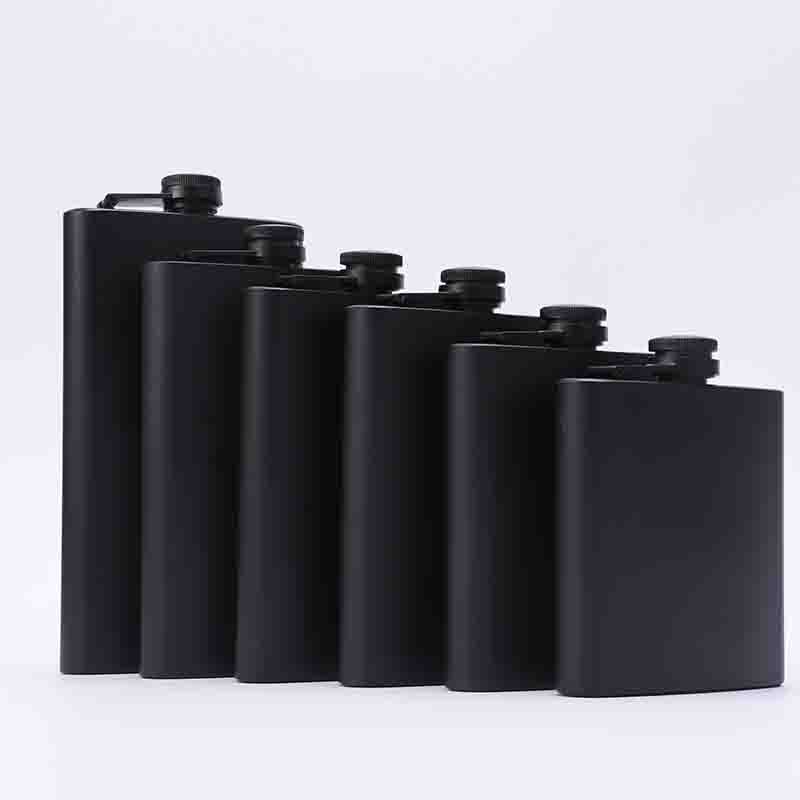 Wine Beer And Spirits - 6/7/8/9/10/12 Unzen Tragbare 304SS Flagon schwarz