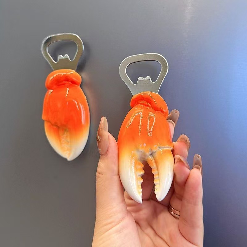 Wine Beer Fridge - Krabbenklauen-Magnet-Flaschenöffner, multifunktionaler Kühlschrankaufkleber, kreative Küchendekoration, Dosenöffner