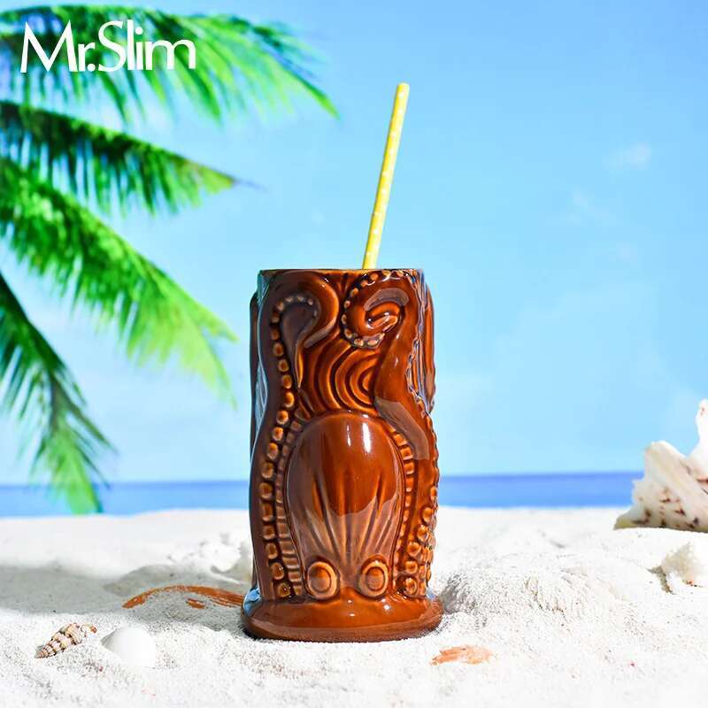 Wine Beer Mixed Drinks - TIKI Bar Cocktailbecher Hawaii Tropic Beach
