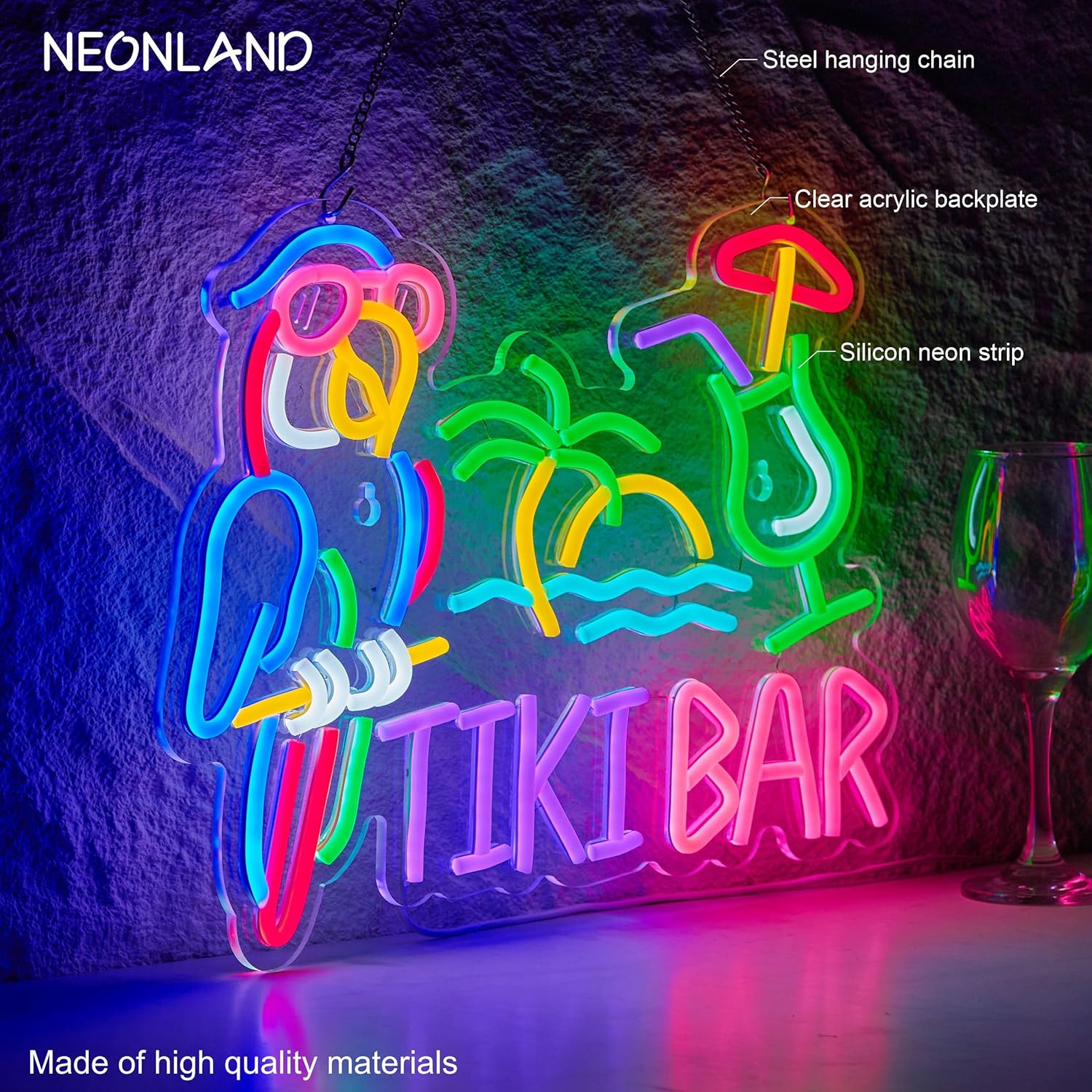 Tiki Bar Papageienpalmen-Neons – Beer & Wine Jockey Plaza Shopping Bewertung und Preis