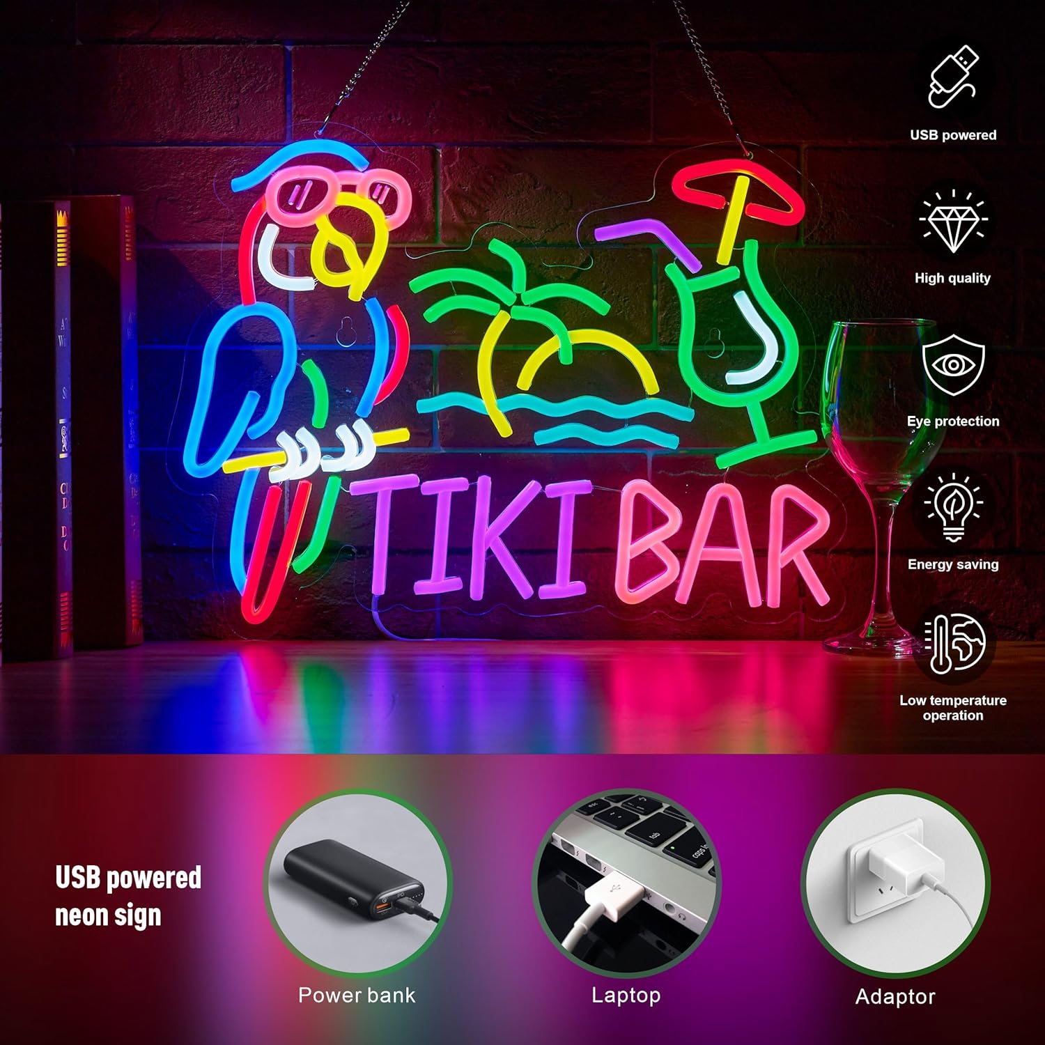 Tiki Bar Papageienpalmen-Neons – Beer & Wine Jockey Plaza Shopping Bewertung und Preis